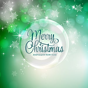 Elegant christmas background with snowflakes / Merry Christmas and New Year typographical on holidays background with winter lands