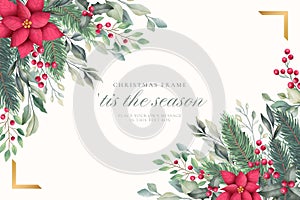elegant Christmas background with watercolor nature
