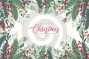 elegant christmas background with winter nature vector illustration