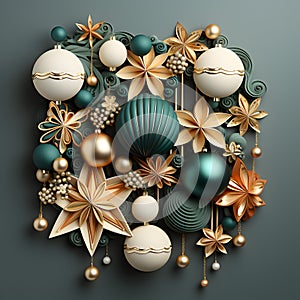 Elegant Christmas Decoration Arrangement in green ,white, rosegold