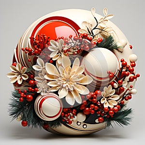 Elegant Christmas Decoration Arrangement in red and white