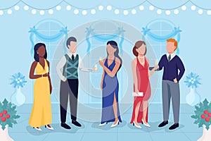 Elegant Christmas party flat color vector illustration