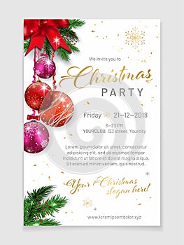 Elegant christmas party poster template with sample text