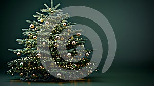 Elegant Christmas Tree Adorned with Gold and White Ornaments