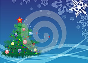 Elegant christmas tree on blue background