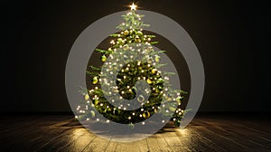 Elegant Christmas Tree with White Lights and Green Ornaments. Generative AI photo