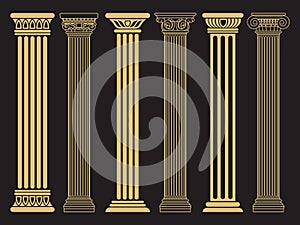 Elegant classic roman, greek architecture line and silhouette columns photo