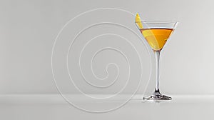 Elegant cocktail in chic glass with vibrant colors on white background exudes luxury and refinement photo