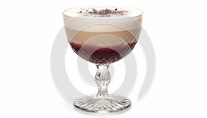 Elegant cocktail in chic glass with vibrant colors on white background exuding luxury and refinement photo