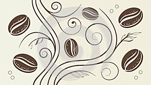 Elegant Coffee Bean and Leaf Seamless Pattern Design, vector design Generative AI