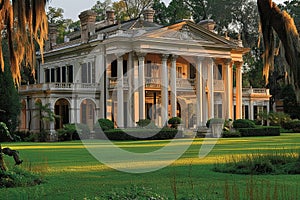 Elegant Colonial Home with Grand Columns and Expansive Lawns