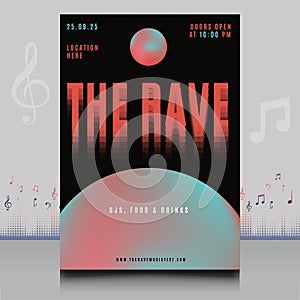 Elegant colorful electronic music festival flyer in creative style with modern sound wave shape design