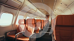 Elegant and comfortable business class seats in the spacious cabin of a commercial aircraft