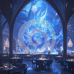 Elegant Conference Center with Stunning Underwater Sculpture