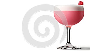 Elegant contemporary cocktail with vibrant garnishes in sleek glass on white background