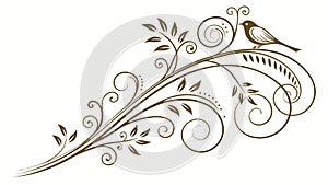 Elegant Corner Scrollwork with Leaf Detail Vector Design, vector design Generative AI
