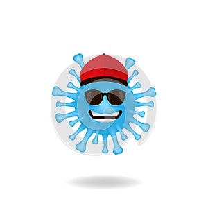 An elegant coronavirus bacteria mascot design with charming smile expression. Mascot logo design