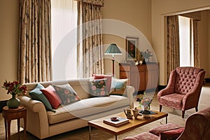 Elegant country lounge room decor, interior design and house improvement, living room furniture, sofa and home decor