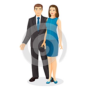 Elegant couple husband and wife vector illustration isolated on white.