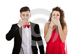 Elegant couple in white background problems