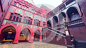 The elegant court of Basler Rathaus, Basel, Switzerland