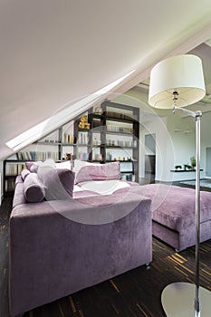 Elegant cozy room with bookstand photo