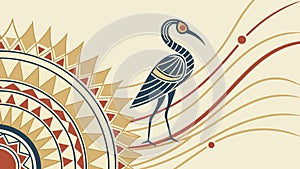 Elegant crane bird with decorative swirls, artistic wildlife design, vector design Generative AI