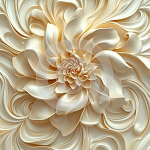Elegant Cream Flower with Swirling Petals on Soft Background photo