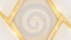 Elegant cream shade background with line golden and watermark elements. Realistic luxury paper cut style 3d modern concept.