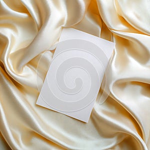 Elegant Cream Silk Texture Blank Notecard Mockup