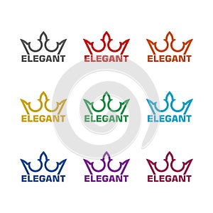 Elegant crown logo icon isolated on white background. Set icons colorful