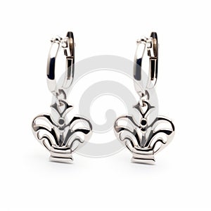 Elegant Crown Sterling Silver Earrings With Neoclassicist Influences