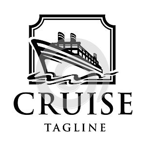 Elegant cruise ship logo design template