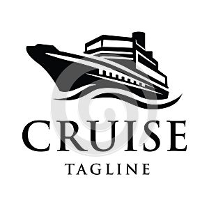 Elegant cruise ship logo design template