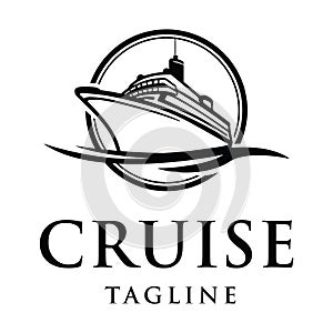 Elegant cruise ship logo design template