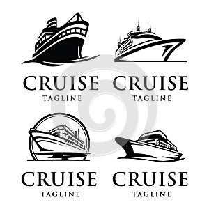 Elegant cruise ship logo design template