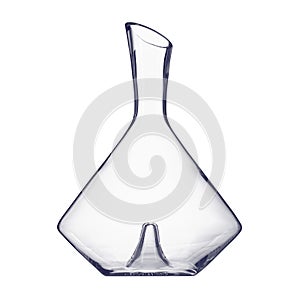 Elegant crystal decanter on white background