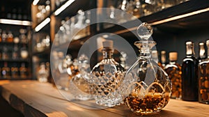 Elegant Crystal Decanters Filled with Amber Liquor photo