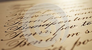 Elegant cursive script on aged paper,