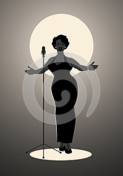 Elegant, curvy and Jazz singer woman singing