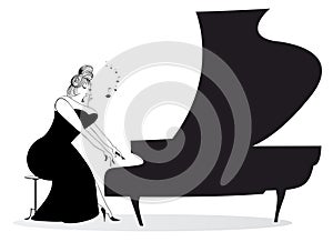 Elegant curvy pianist and singer woman