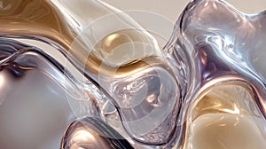 Elegant 3D abstract composition with metallic silver fluid shapes