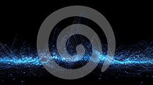 Elegant dark background with rising blue particle waves and subtle dynamic motion and digital texture