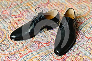 Elegant dark colored men shoes