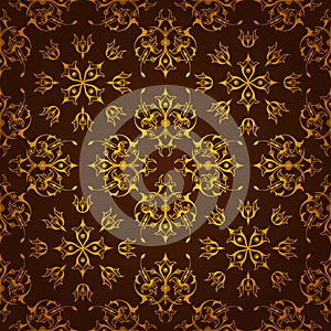 Golden dark background made of symmetrical pattern photo