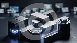 Elegant data panels with luminous rings and smooth edges