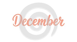 Elegant December Typography Design with Peach Hue Isolated on White Canvas photo