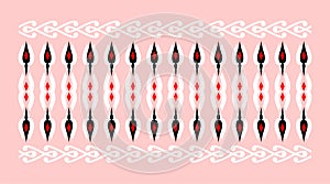 Elegant and decorative border of Hindu and Arabic inspiration of various colors, white, red and black and rose background