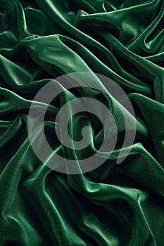Elegant deep green satin fabric with a lustrous sheen photo