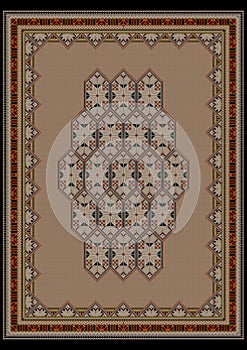 Elegant design beige carpet with a geometric pattern